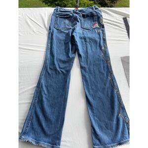 Jones Wear Jeans Women 6 Embroidered Floral Flare Leg Raw Hem Denim Pant VTG Y2K
